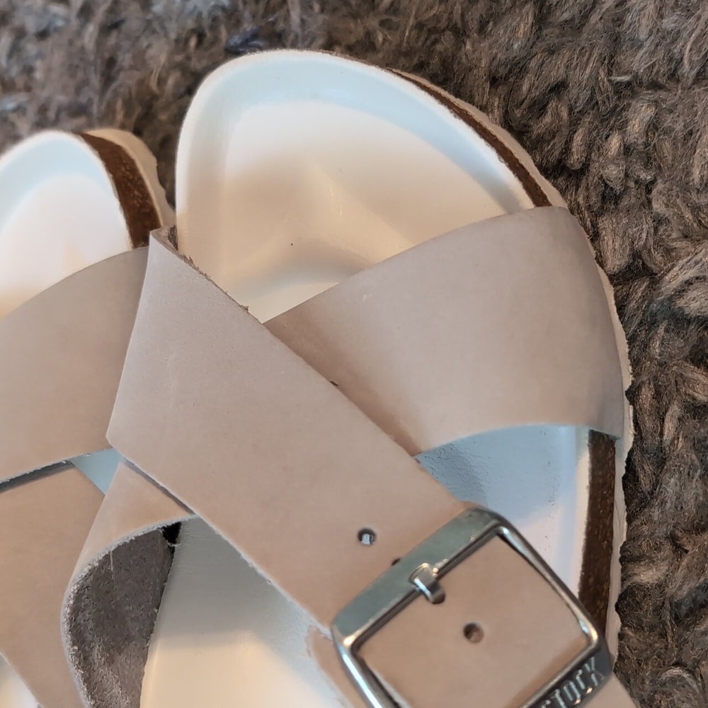Birkenstock Taupe Cross-Strap Sandals - Picture 4 of 6
